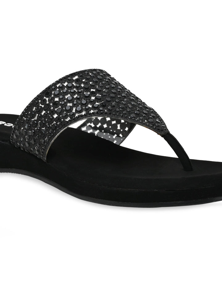Rocia By Regal Black Women Diamond Mesh Flats