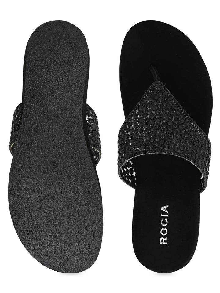 Rocia By Regal Black Women Diamond Mesh Flats