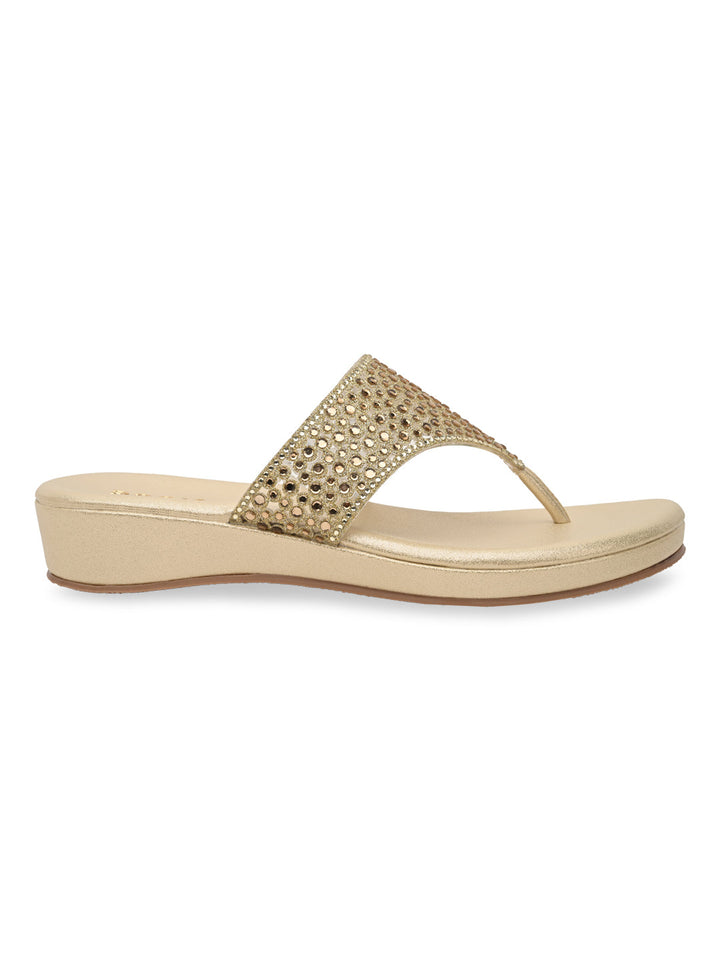 Rocia By Regal Gold Women Diamond Mesh Flats