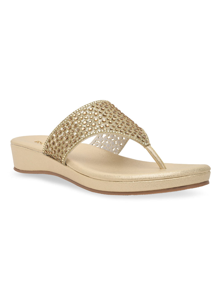 Rocia By Regal Gold Women Diamond Mesh Flats