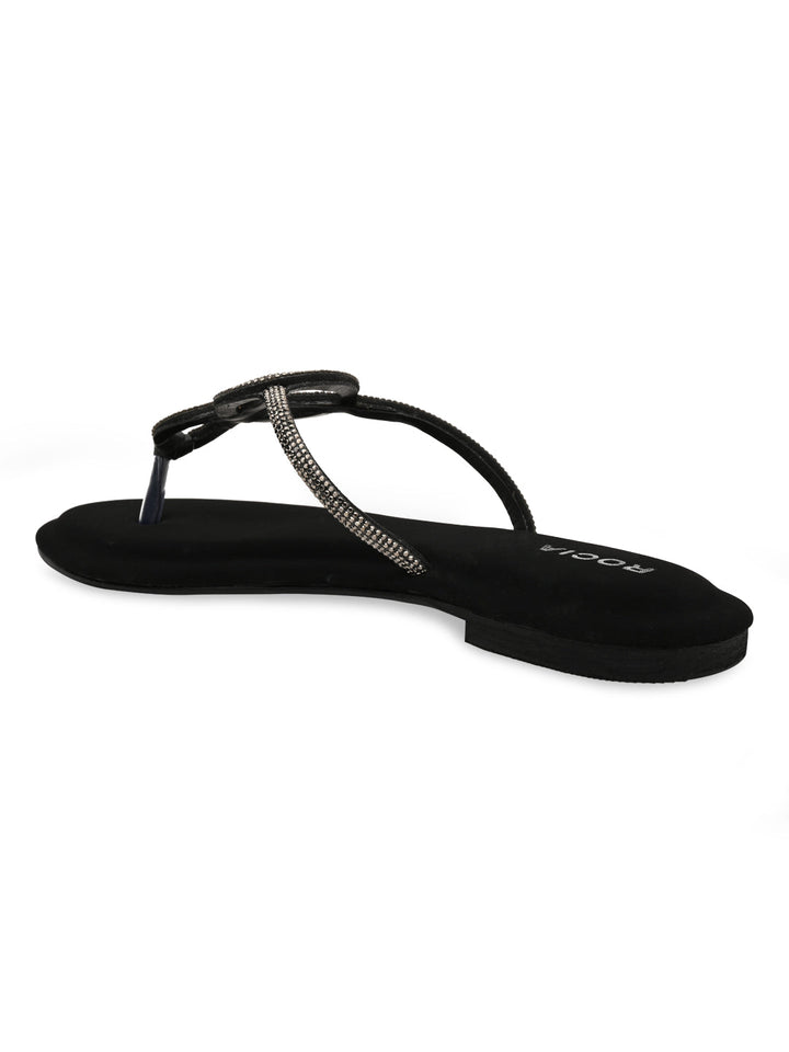 Rocia By Regal Black Women Classy Diamond Flats