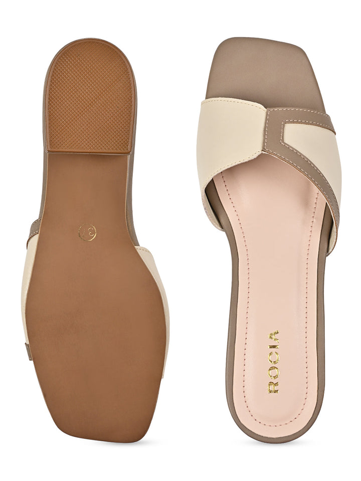 Rocia By Regal Beige Women Slip On Sandals