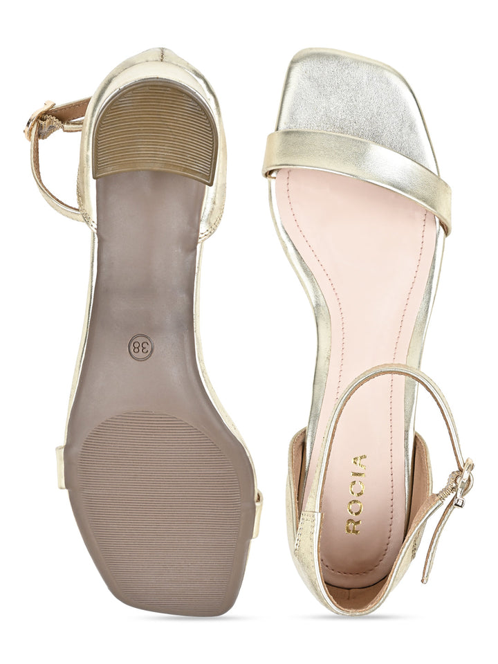 Rocia By Regal Gold Women Block Heel Sandal