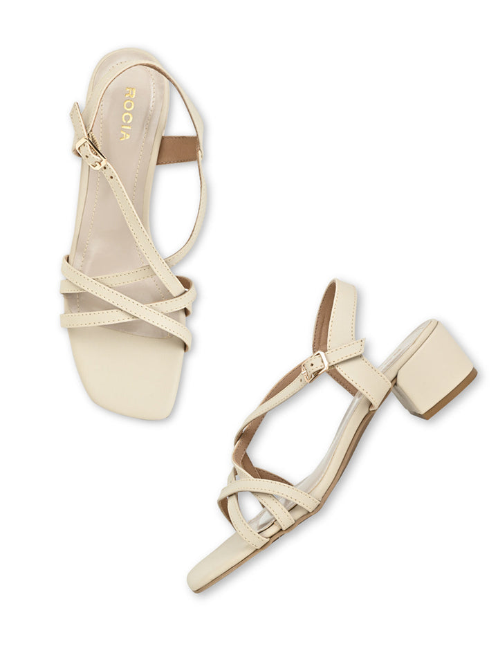 Rocia By Regal Cream Women Casual Strappy Box Heel Sandals