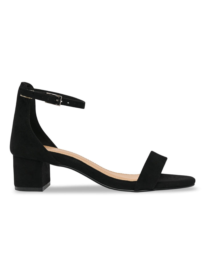 Rocia By Regal Black Women Ankle Strap Block Heel Sandals
