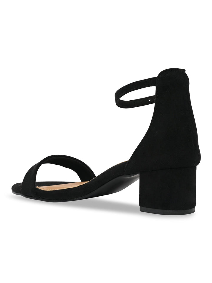 Rocia By Regal Black Women Ankle Strap Block Heel Sandals