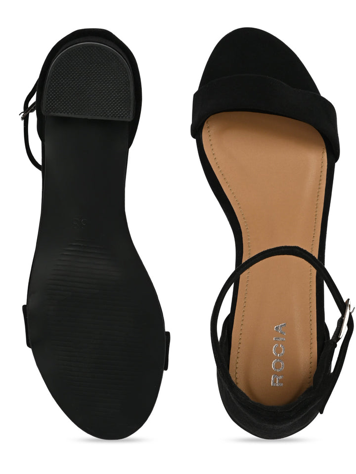 Rocia By Regal Black Women Ankle Strap Block Heel Sandals