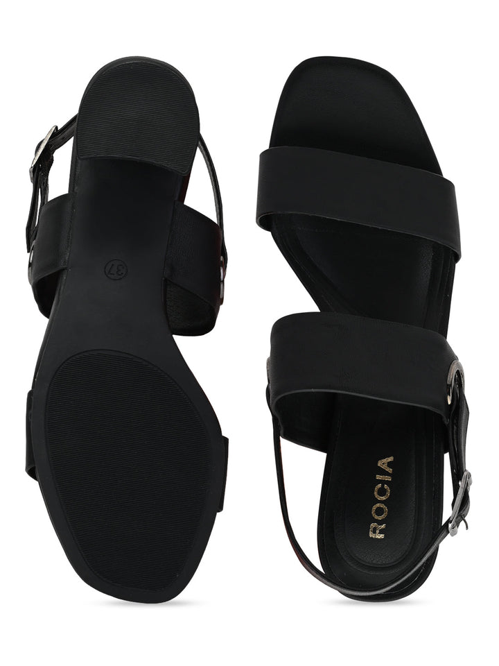 Rocia By Regal Black Women Daily Comfort Block Heel Sandals