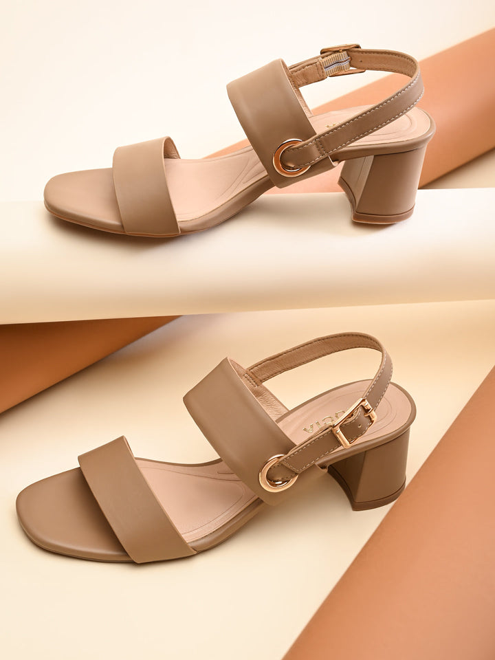 Rocia By Regal Taupe Women Daily Comfort Block Heel Sandals