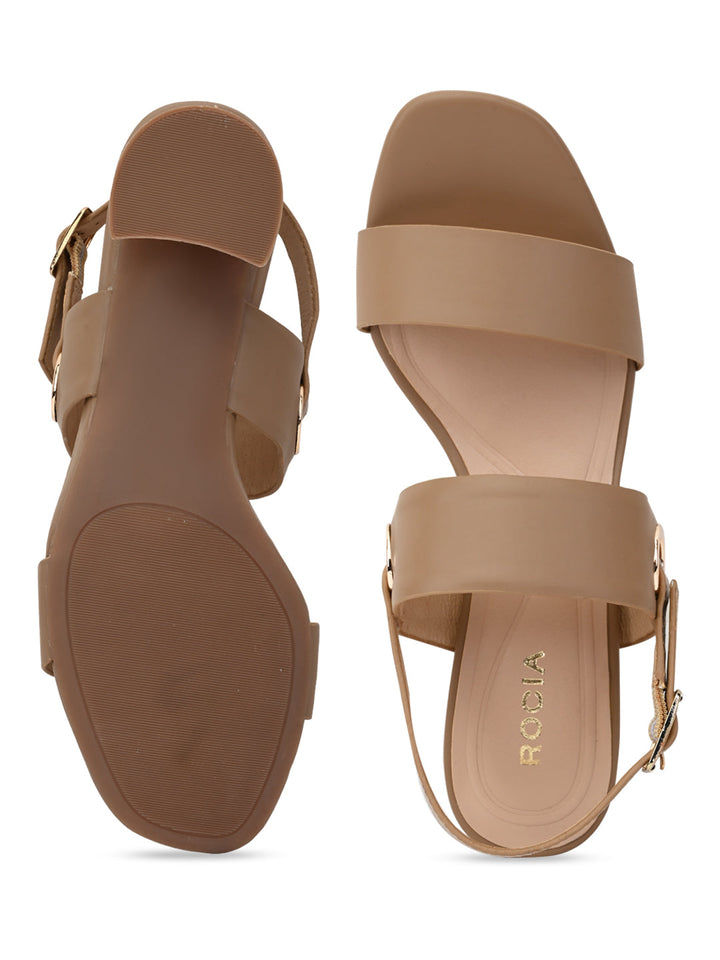 Rocia By Regal Taupe Women Daily Comfort Block Heel Sandals