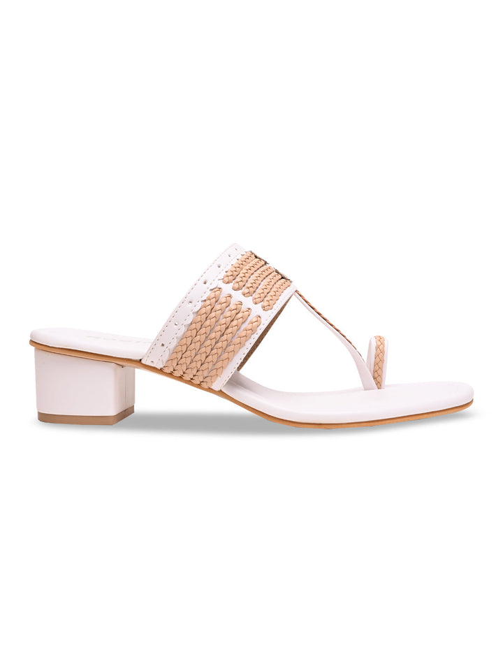 Rocia By Regal White Women Kolhapuri Block Heel Sandals