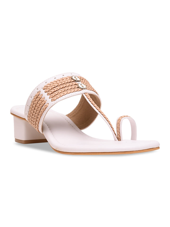 Rocia By Regal White Women Kolhapuri Block Heel Sandals