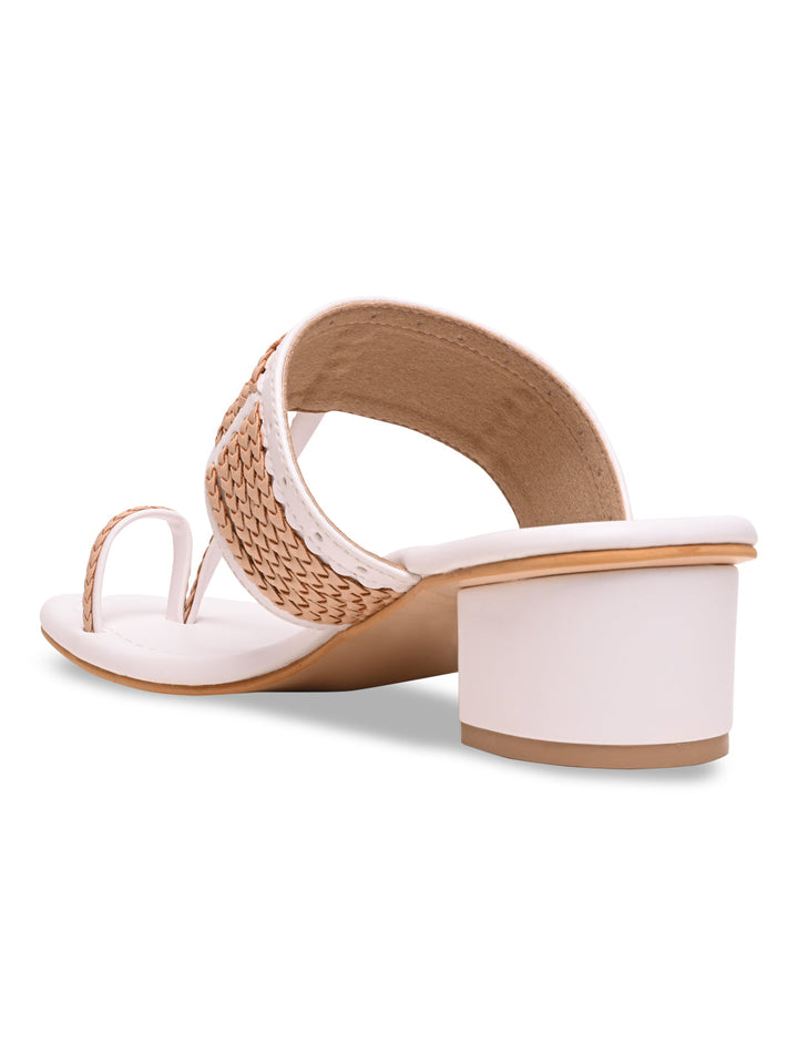 Rocia By Regal White Women Kolhapuri Block Heel Sandals