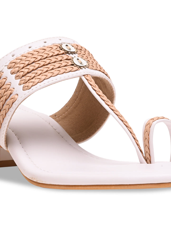 Rocia By Regal White Women Kolhapuri Block Heel Sandals