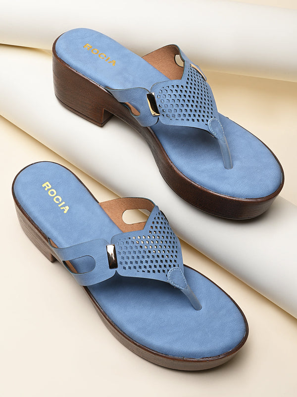 Rocia By Regal Blue Women Casual Block Heel Sandals