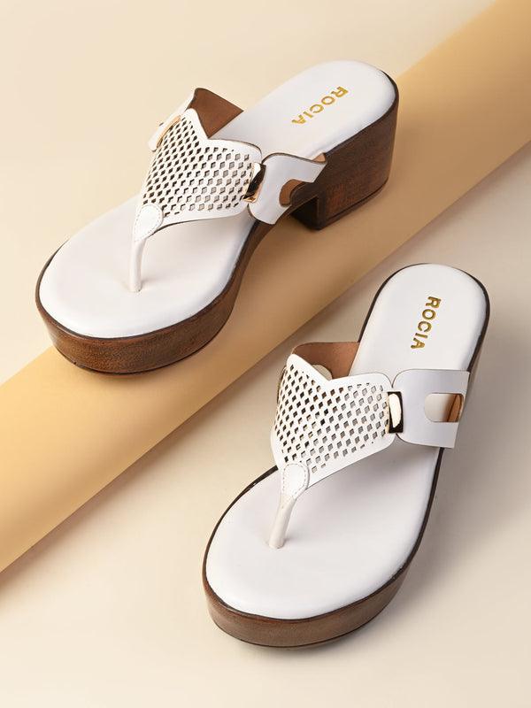 Rocia By Regal White Women Casual Block Heel Sandals