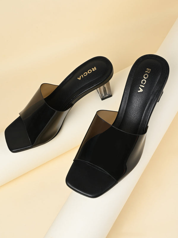 Rocia By Regal Black Women Vinyl Block Heels