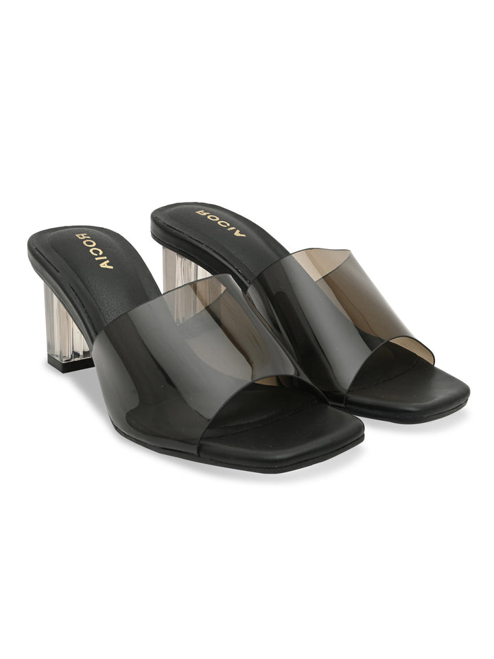 Rocia By Regal Black Women Vinyl Block Heels
