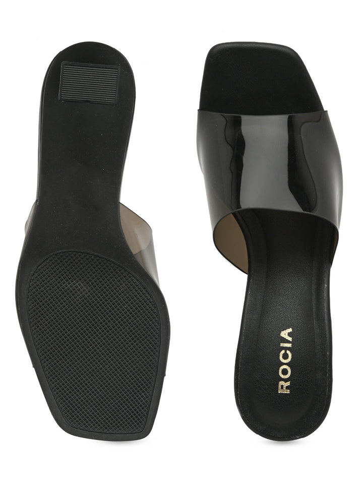 Rocia By Regal Black Women Vinyl Block Heels