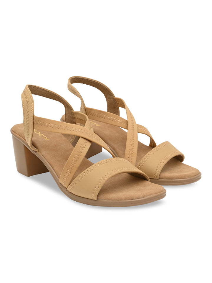 Rocia By Regal Beige Women Comfort Strappy Block Heels