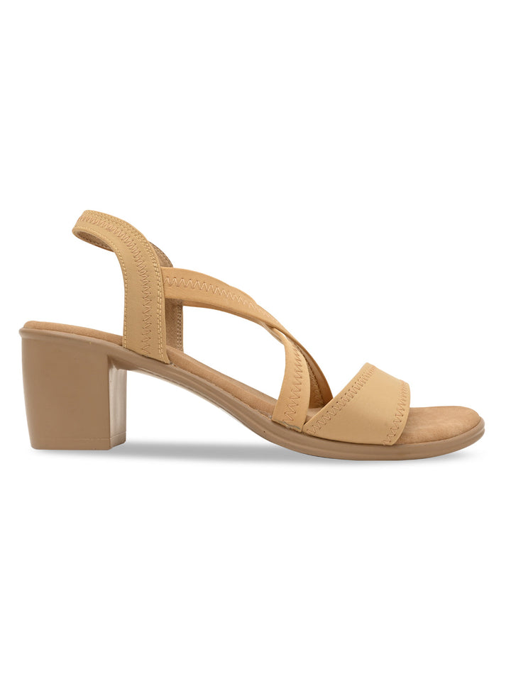 Rocia By Regal Beige Women Comfort Strappy Block Heels