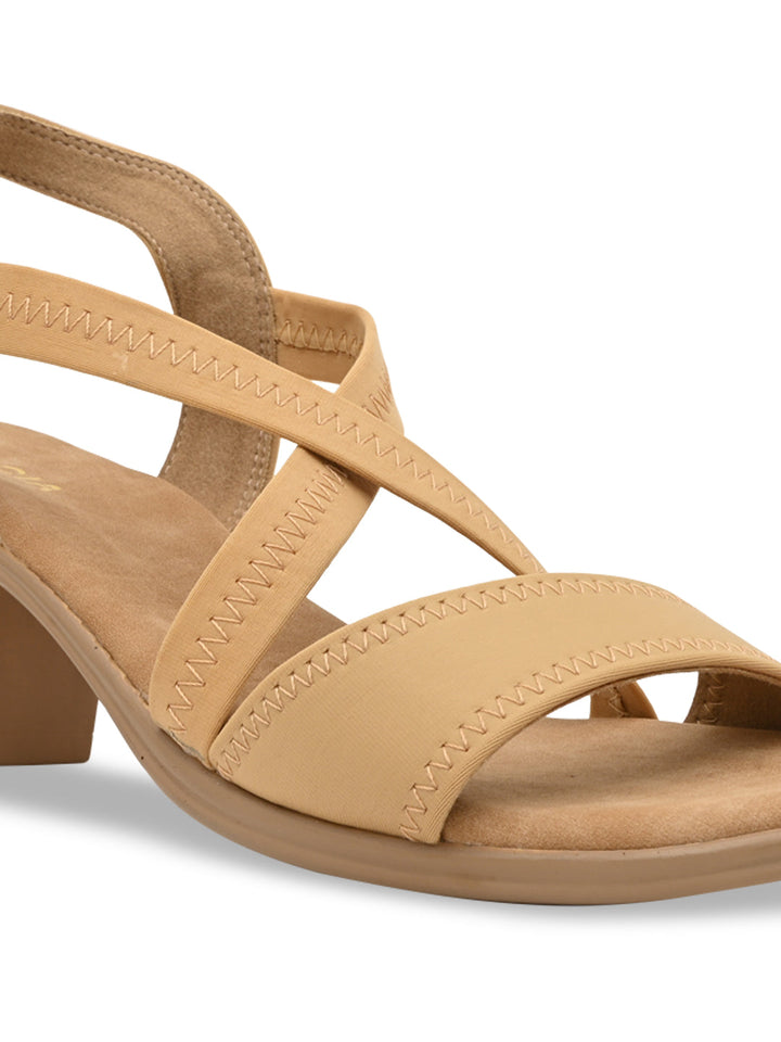 Rocia By Regal Beige Women Comfort Strappy Block Heels