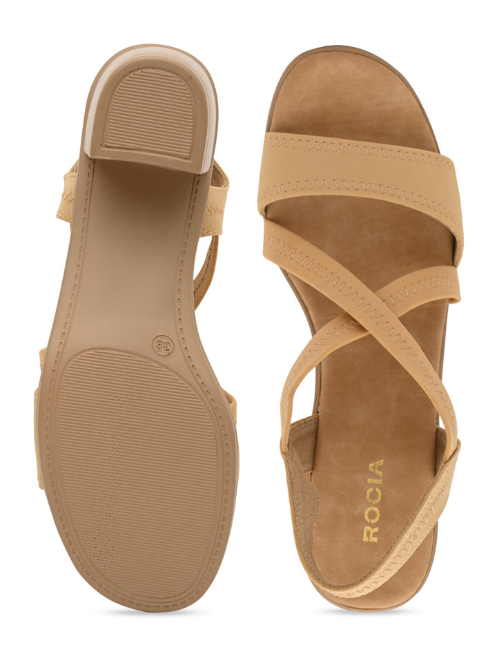 Rocia By Regal Beige Women Comfort Strappy Block Heels