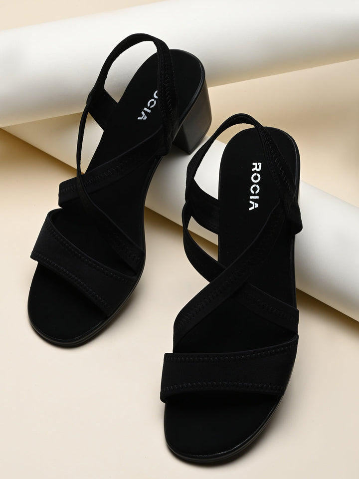 Rocia By Regal Black Women Comfort Strappy Block Heels