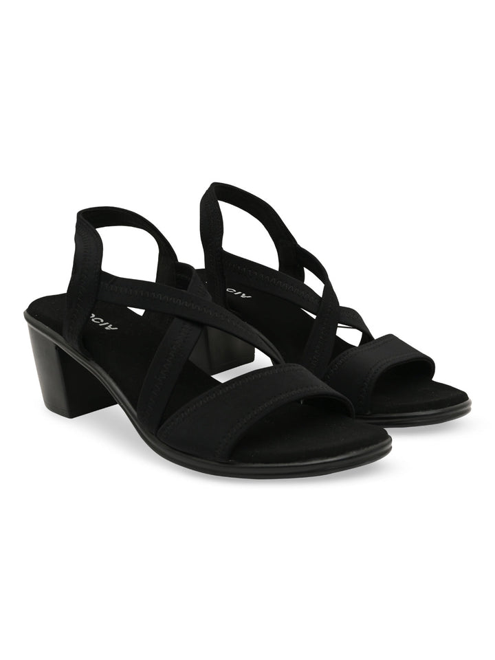 Rocia By Regal Black Women Comfort Strappy Block Heels