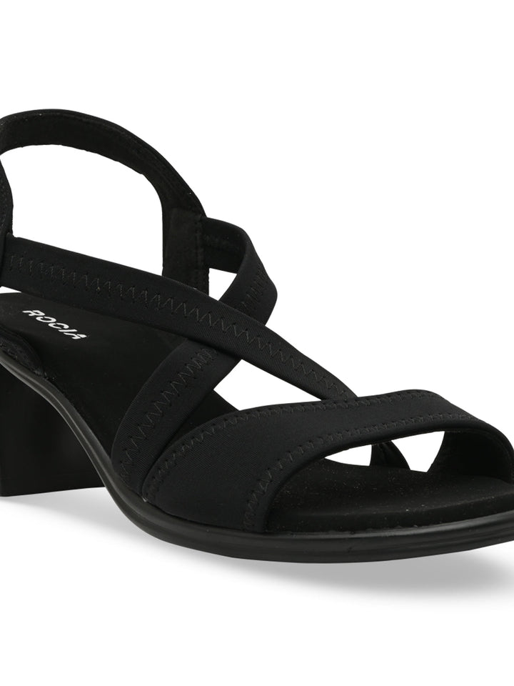 Rocia By Regal Black Women Comfort Strappy Block Heels