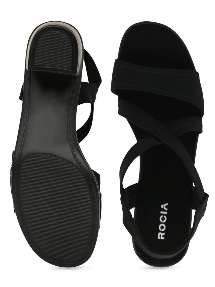 Rocia By Regal Black Women Comfort Strappy Block Heels