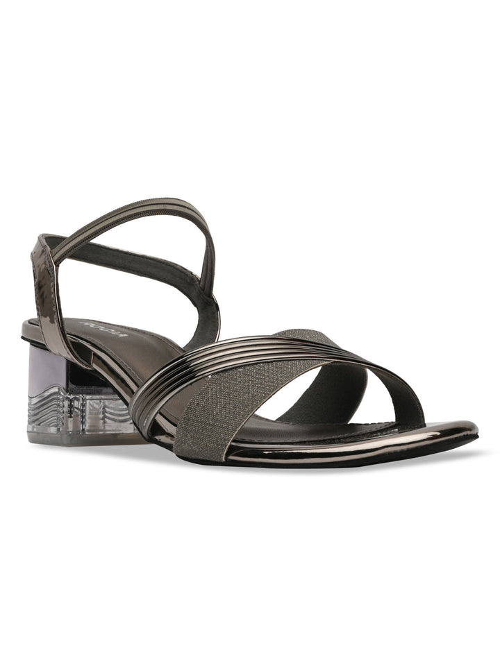 Rocia By Regal Gun Metal Women Shimmer Block Heel Sandals