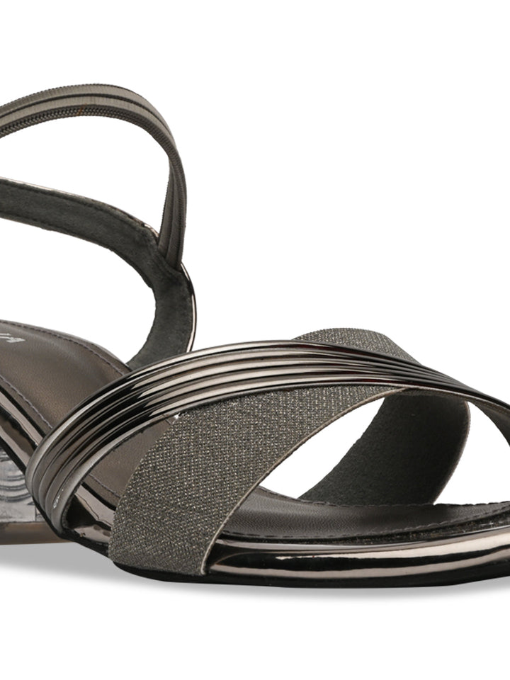 Rocia By Regal Gun Metal Women Shimmer Block Heel Sandals