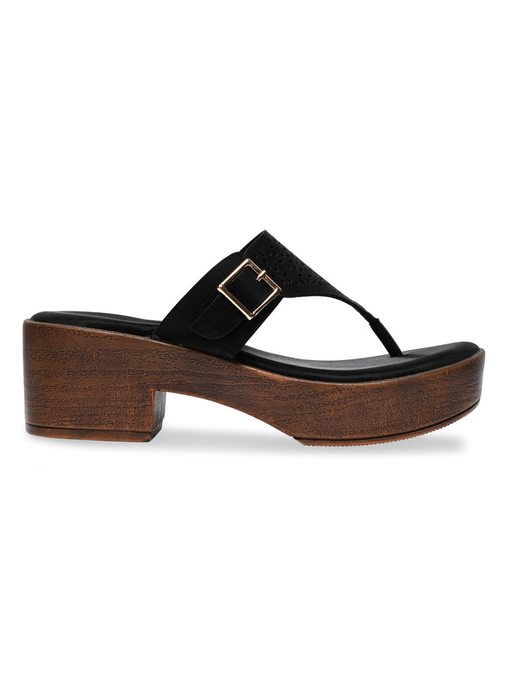Rocia By Regal Black Women Laser Cut Sandals