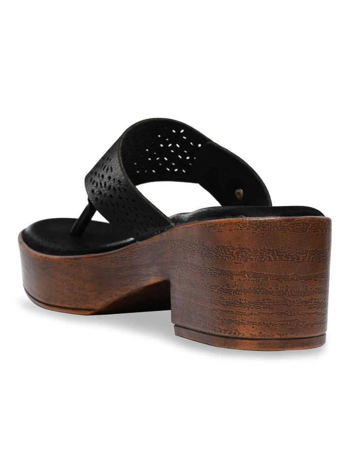 Rocia By Regal Black Women Laser Cut Sandals