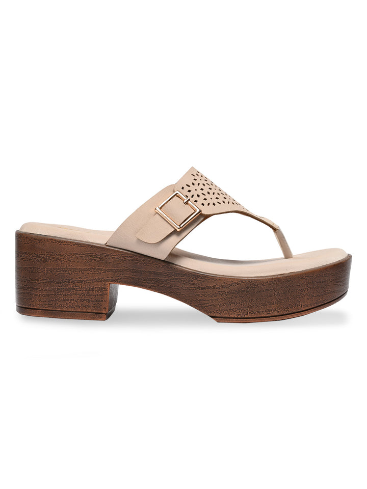 Rocia By Regal Cream Women Laser Cut Sandals