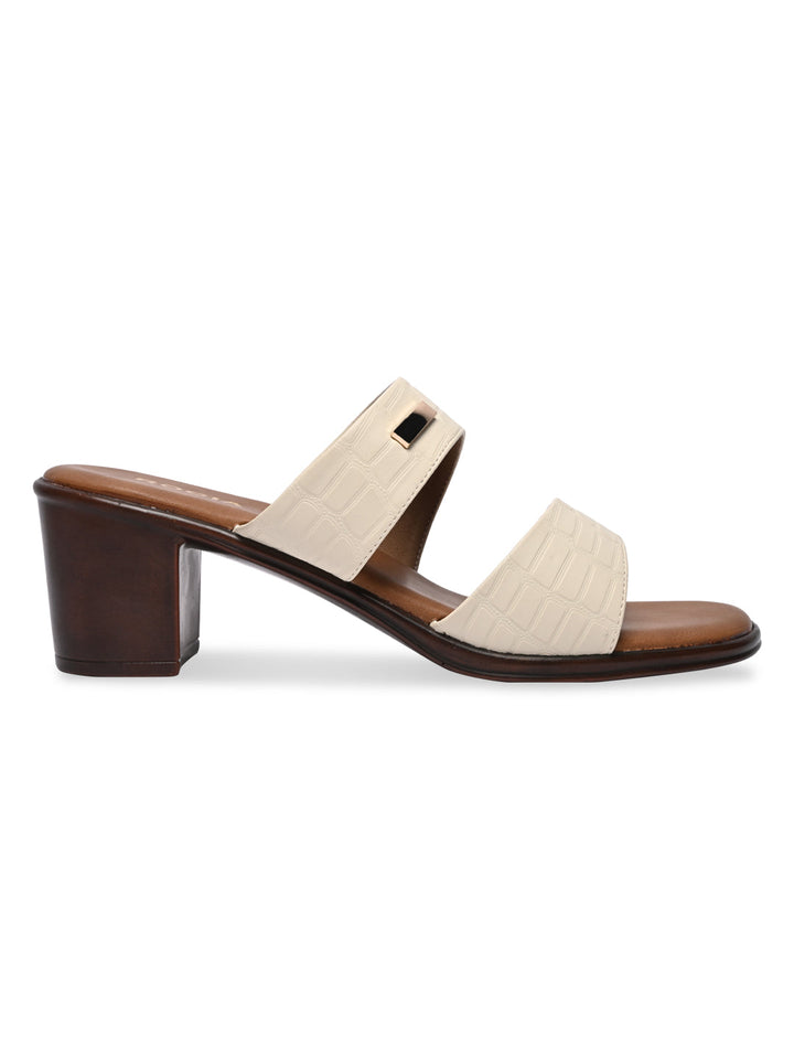 Rocia By Regal Beige Women Textured Block Heel Sandals
