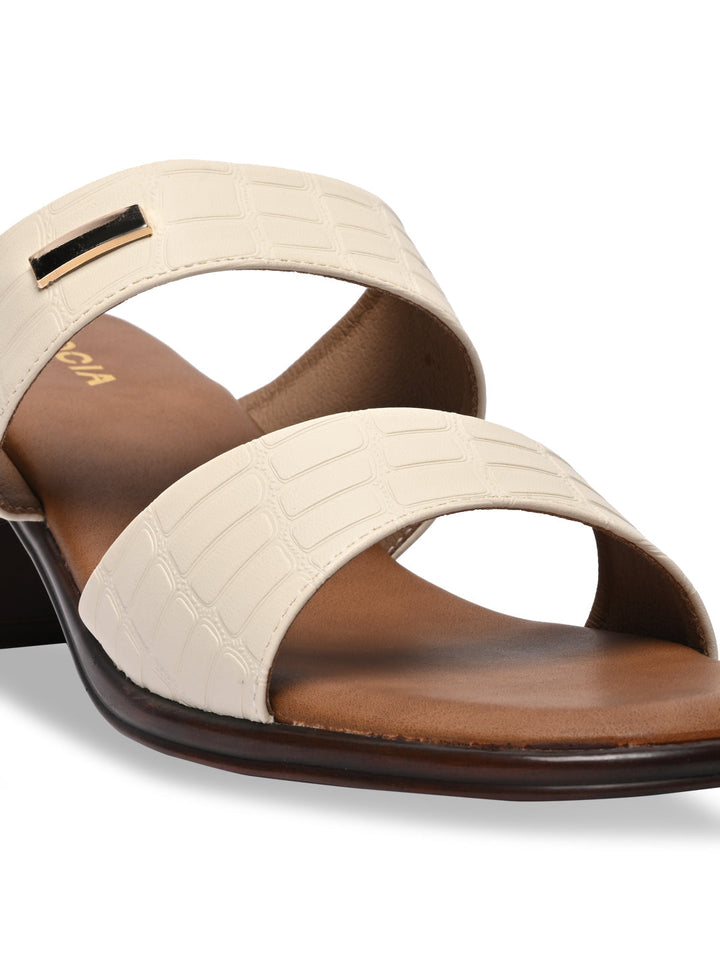 Rocia By Regal Beige Women Textured Block Heel Sandals