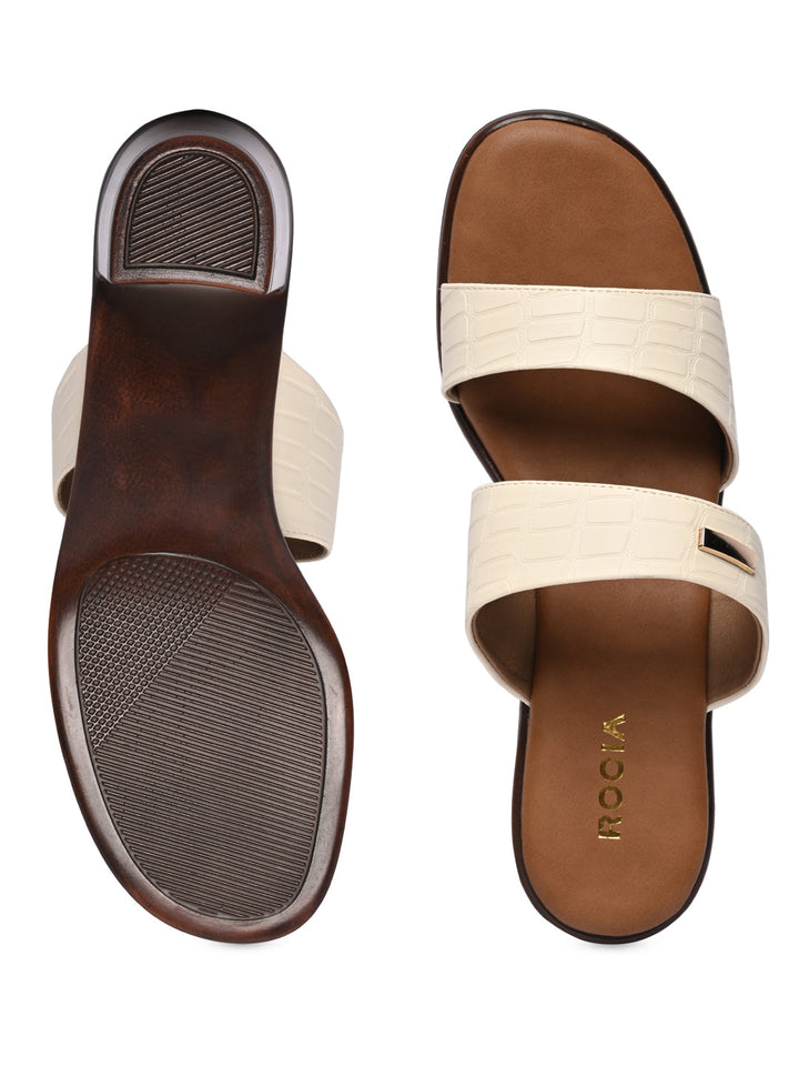 Rocia By Regal Beige Women Textured Block Heel Sandals