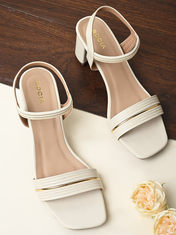 Rocia By Regal Cream Women Classic Block Heel Sandals