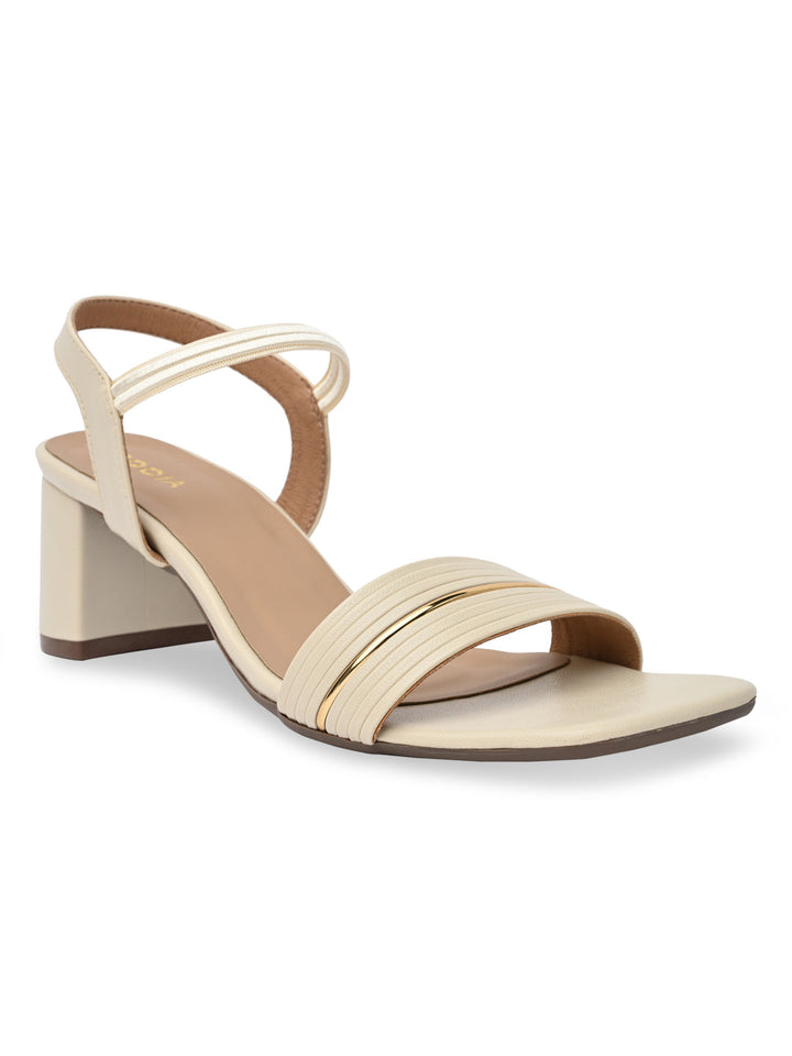 Rocia By Regal Cream Women Classic Block Heel Sandals