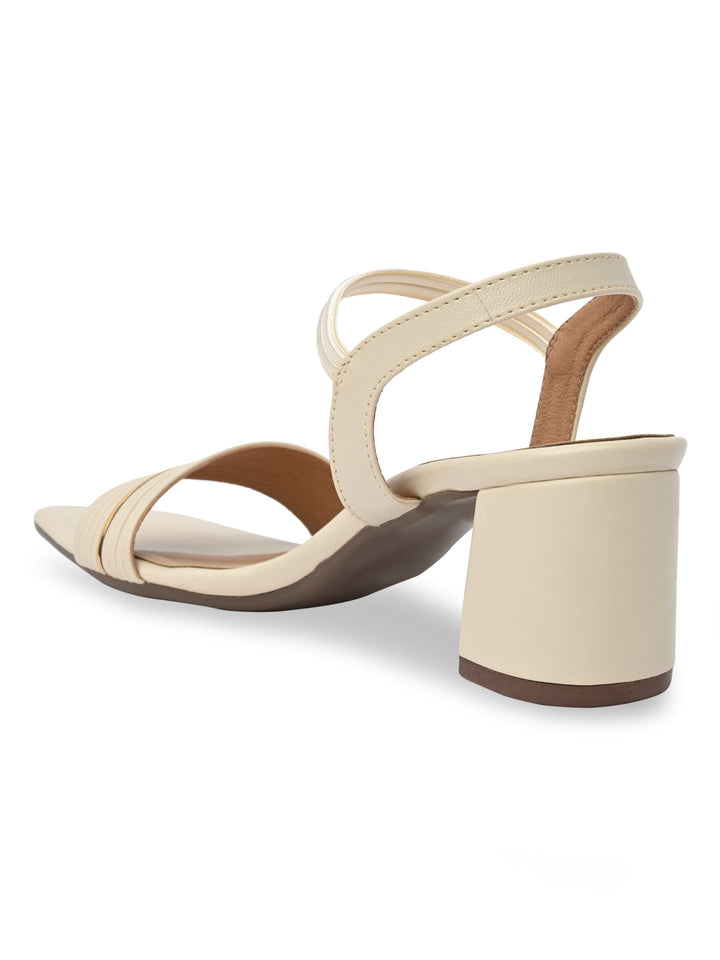Rocia By Regal Cream Women Classic Block Heel Sandals