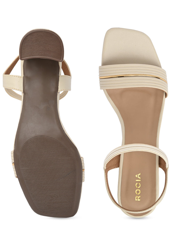 Rocia By Regal Cream Women Classic Block Heel Sandals