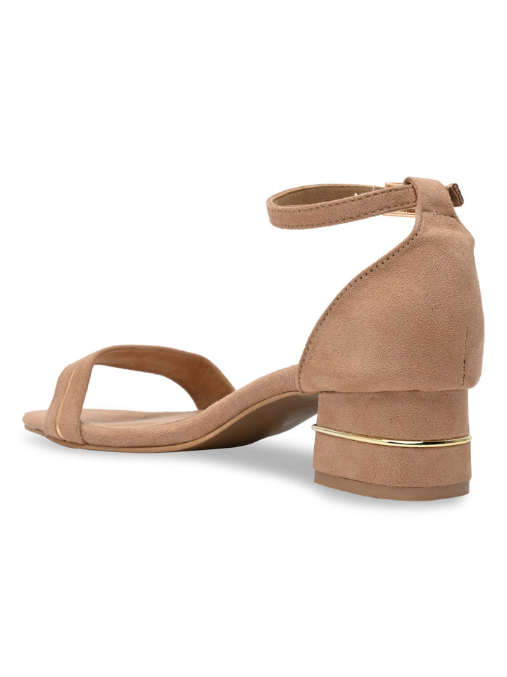 Rocia By Regal Beige Women Suede Ankle Strap Sandals