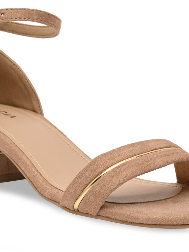 Rocia By Regal Beige Women Suede Ankle Strap Sandals