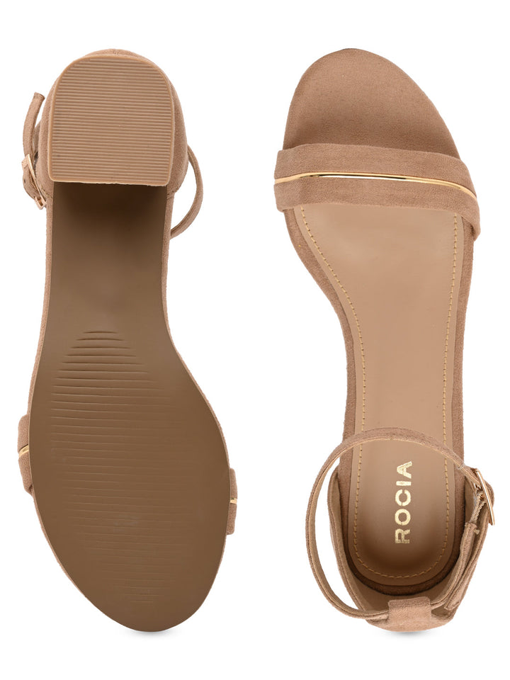 Rocia By Regal Beige Women Suede Ankle Strap Sandals