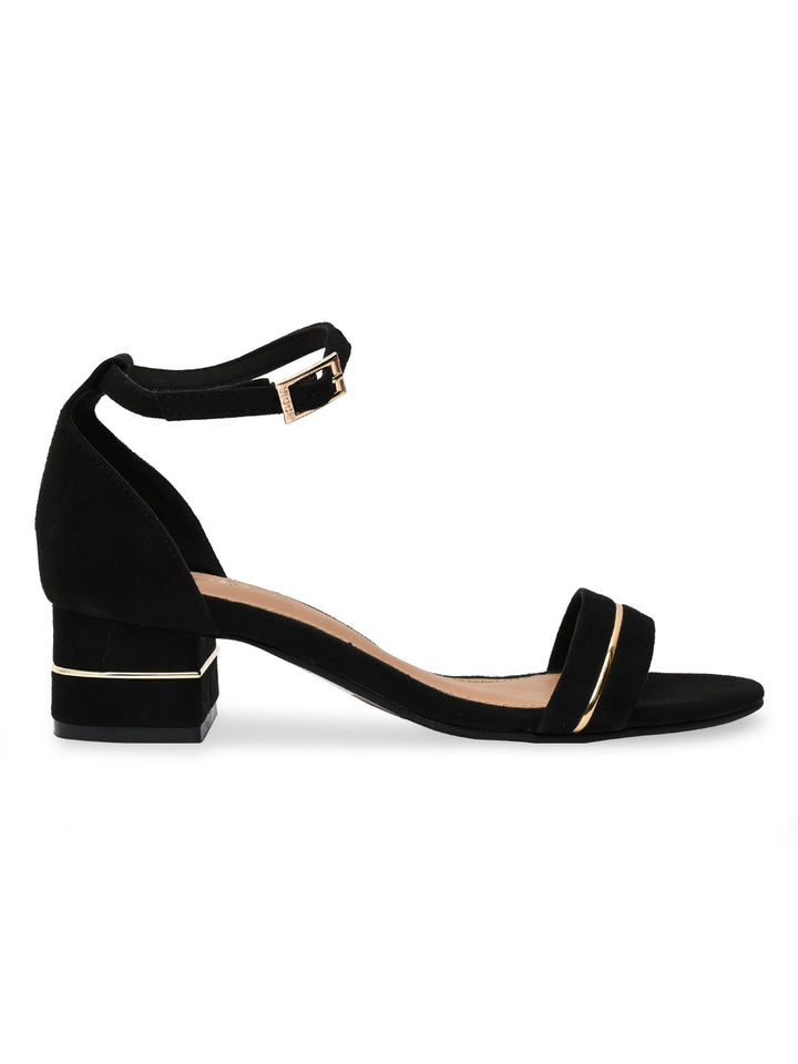 Rocia By Regal Black Women Suede Ankle Strap Sandals