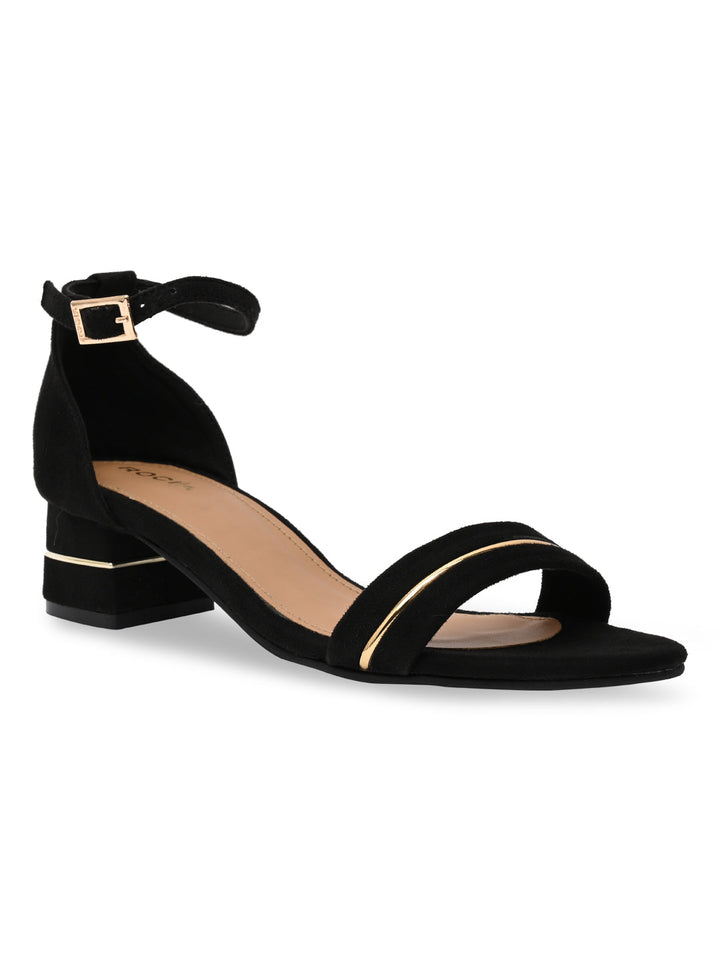 Rocia By Regal Black Women Suede Ankle Strap Sandals