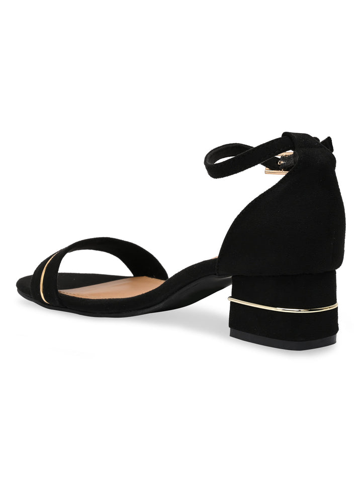 Rocia By Regal Black Women Suede Ankle Strap Sandals