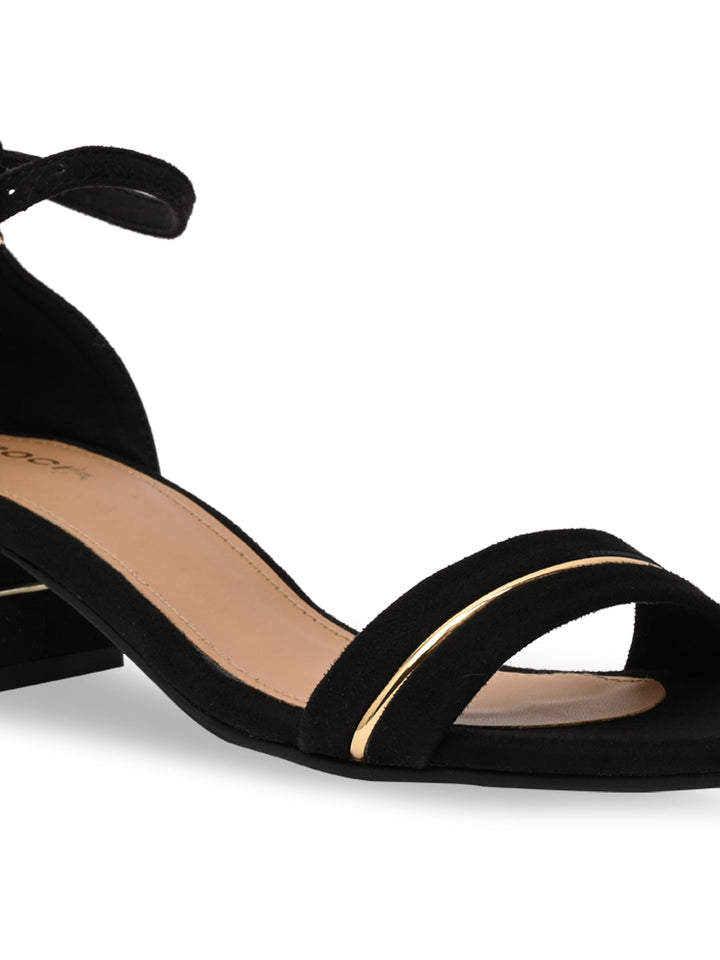 Rocia By Regal Black Women Suede Ankle Strap Sandals